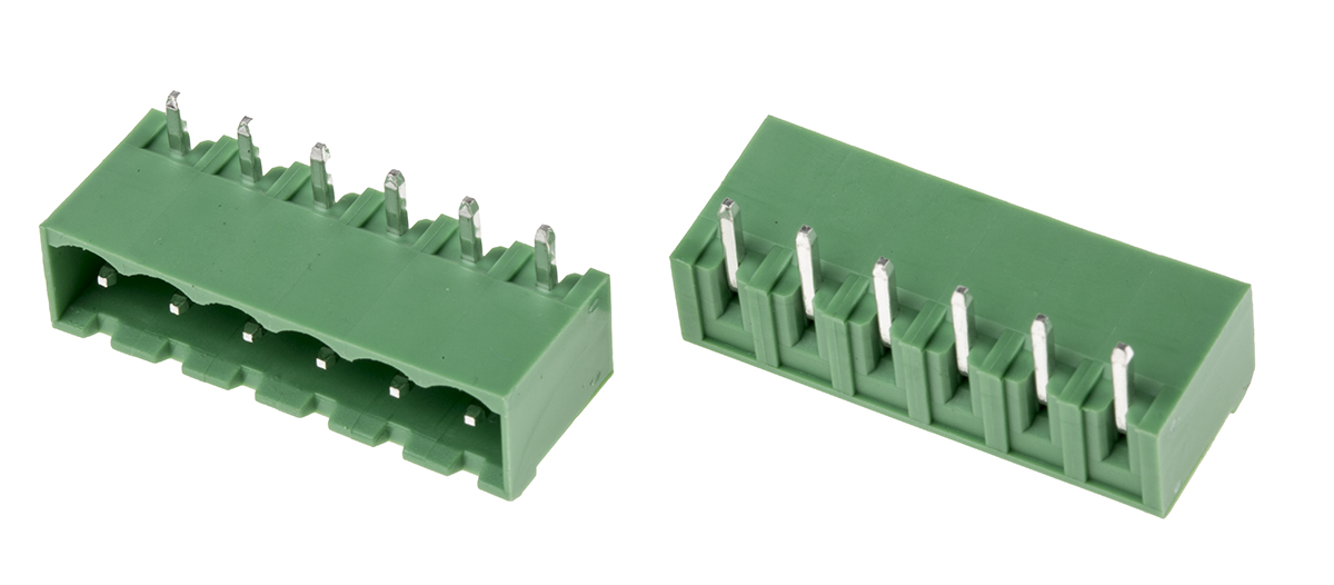 RS PRO, 5.0mm Pitch, 6 Way, Right Angle, Pluggable Terminal Block, Header, Through Hole, Solder Termination