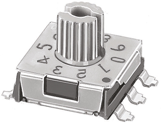 KNITTER-SWITCH 10 Way Surface Mount DIP Switch, Rotary Flush Actuator