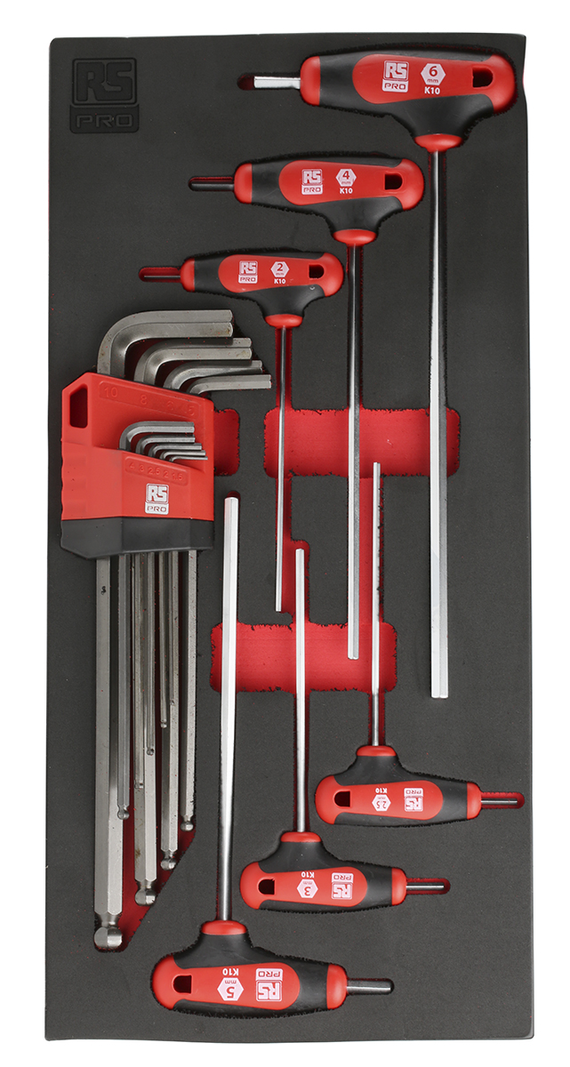 RS PRO 15 piece L, T Metric Hex Key Set, 1.5 → 10, 2 → 6mm