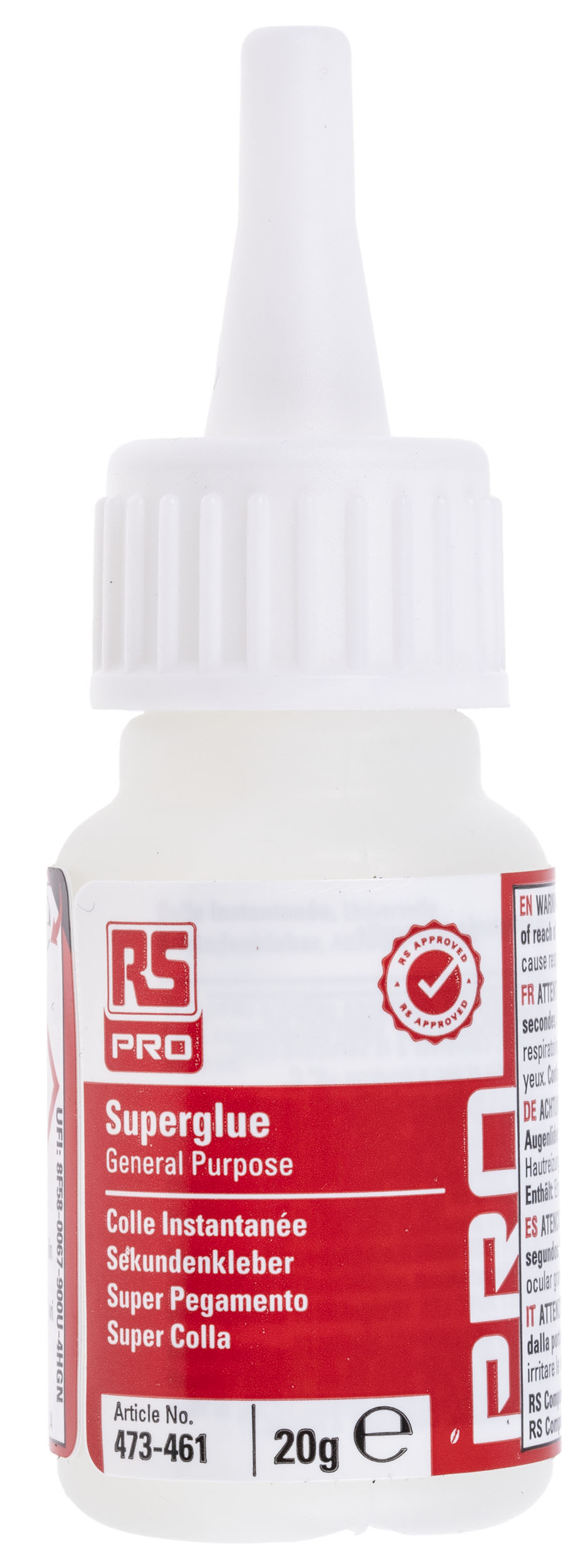 RS PRO Cyanoacrylate 20 g, Transparent