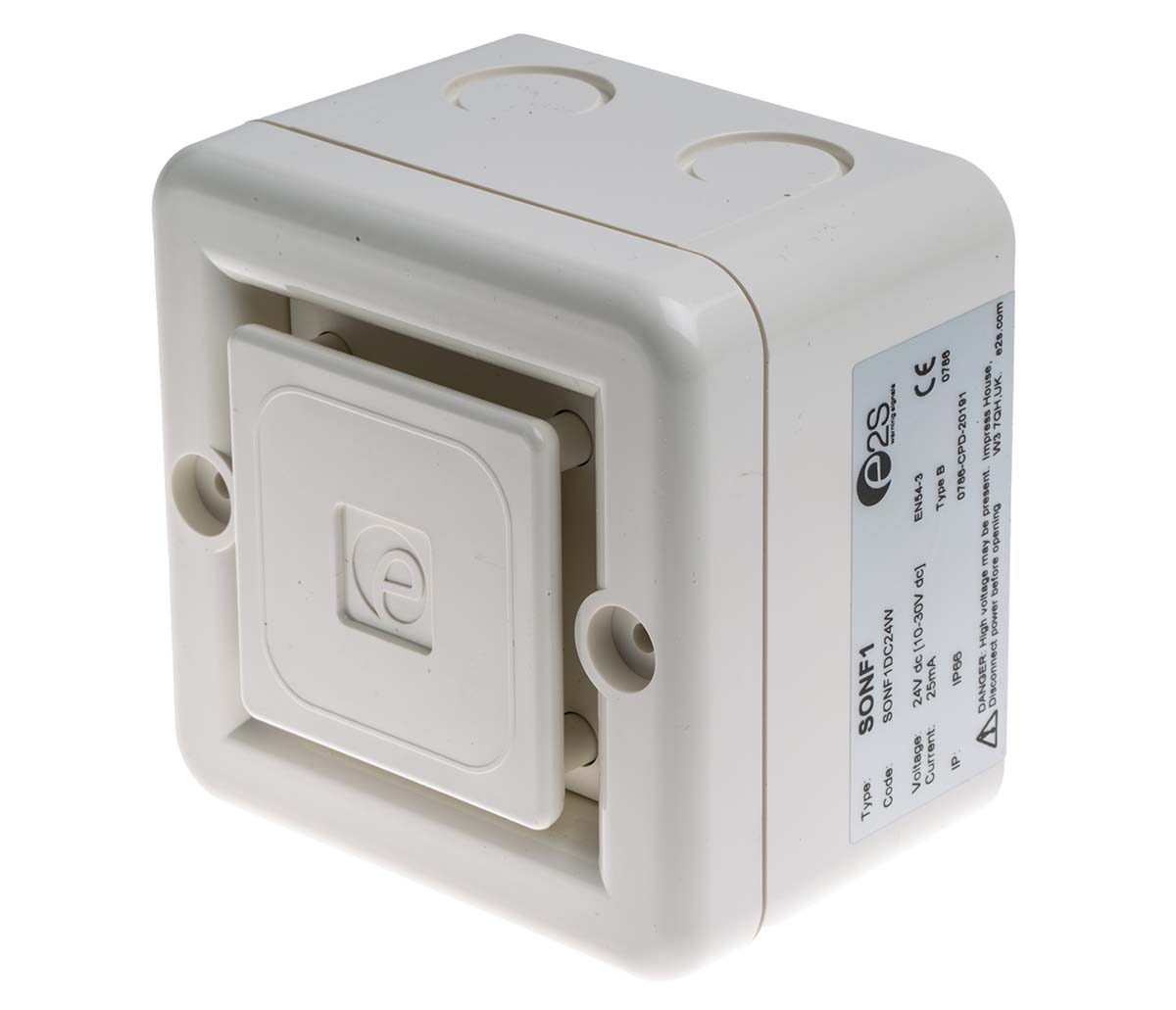e2s SONF1 Series Surface Mount Electronic Sounder, 10 → 30 V dc, 100dB at 1 m, IP66, DC, 10-Tone