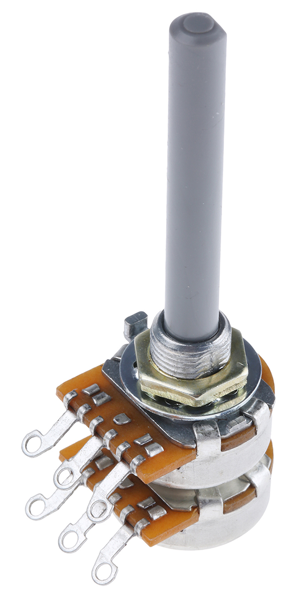 TE Connectivity 27 4.7kΩ Rotary Potentiometer 2-Gang Panel Mount, 27ESA472MMF50NF