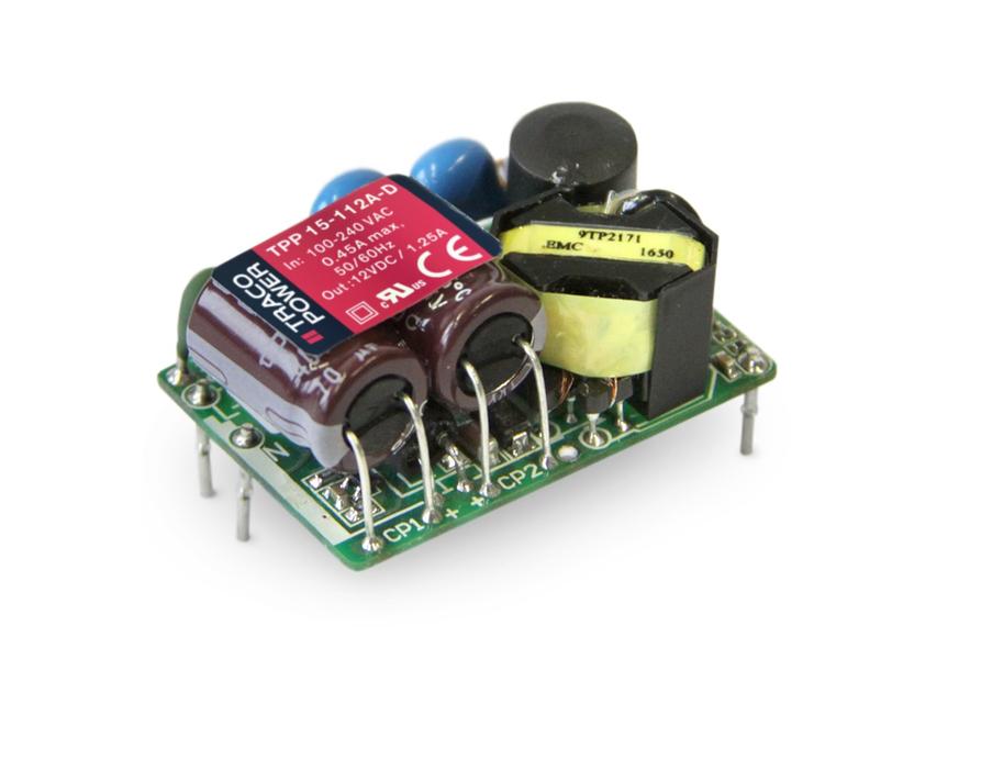 TRACOPOWER Switching Power Supply, TPP 15-112A-D, 12V dc, 1.25A, 15W, 1 Output, 120 → 370 V dc, 85 → 264