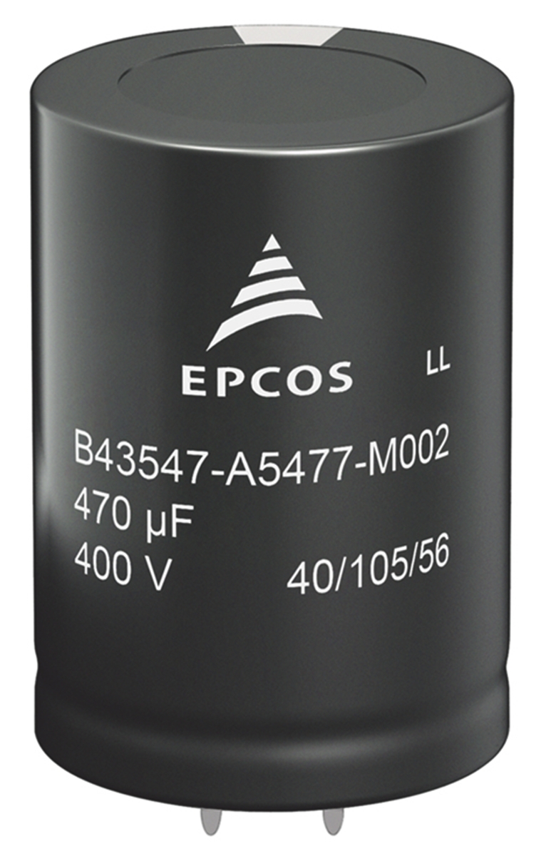 EPCOS 470μF Aluminium Electrolytic Capacitor 400V dc, Snap-In - B43544E9477M060