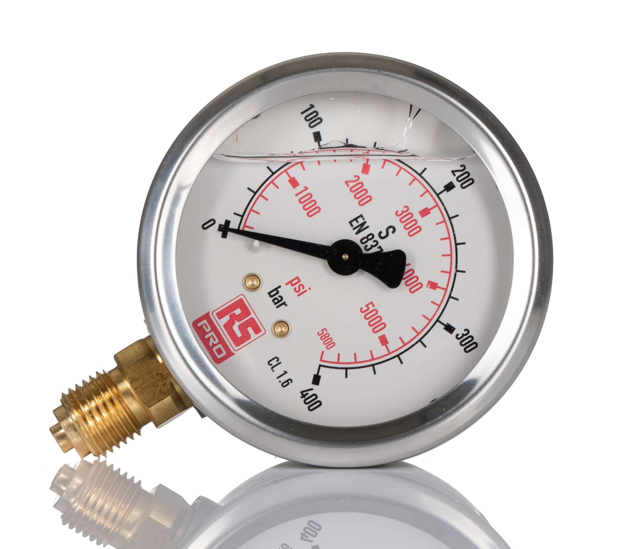 RS PRO G 1/4 Analogue Pressure Gauge 400bar Bottom Entry 63mm Outside Diameter