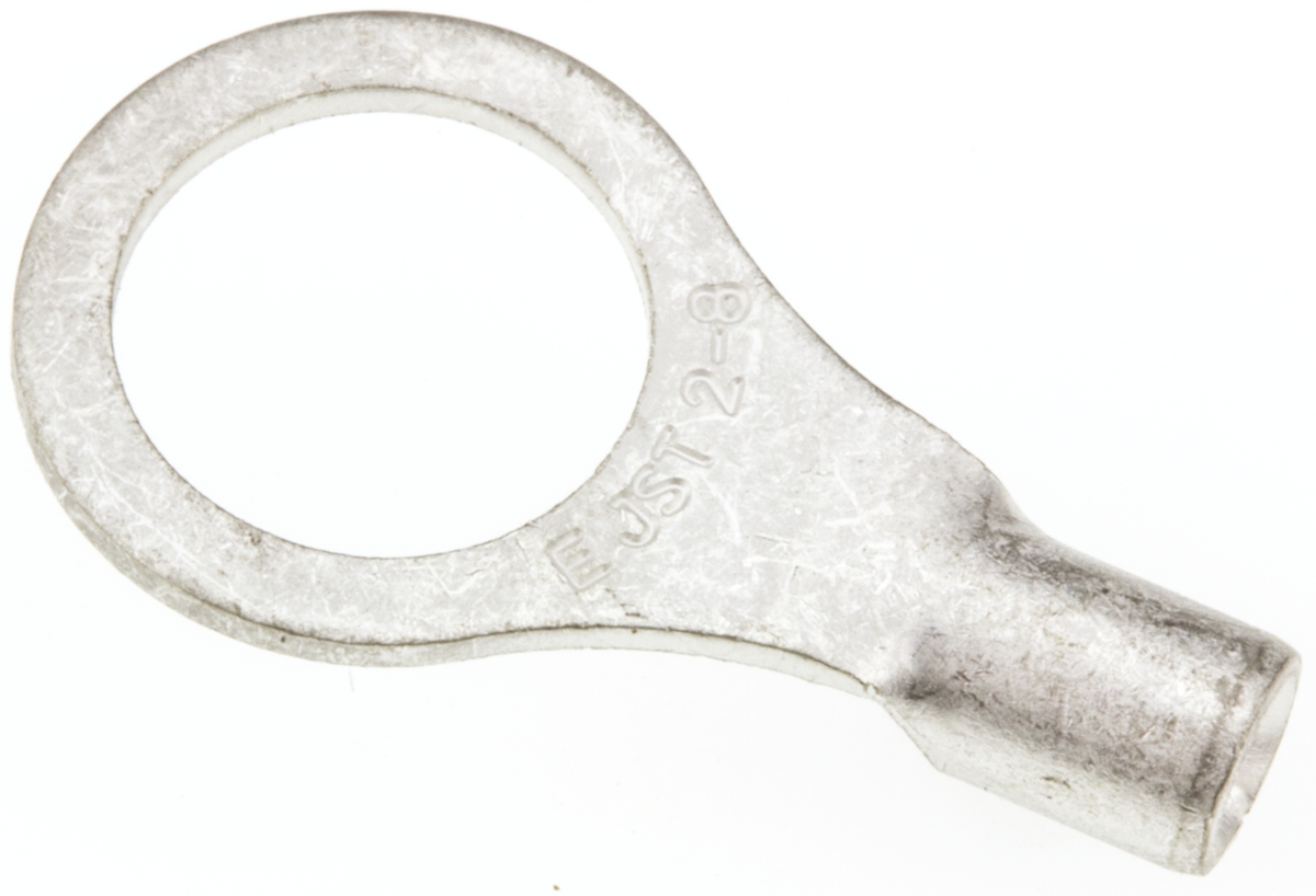 JST, R Uninsulated Ring Terminal, 8mm Stud Size, 1mm² to 2.6mm² Wire Size