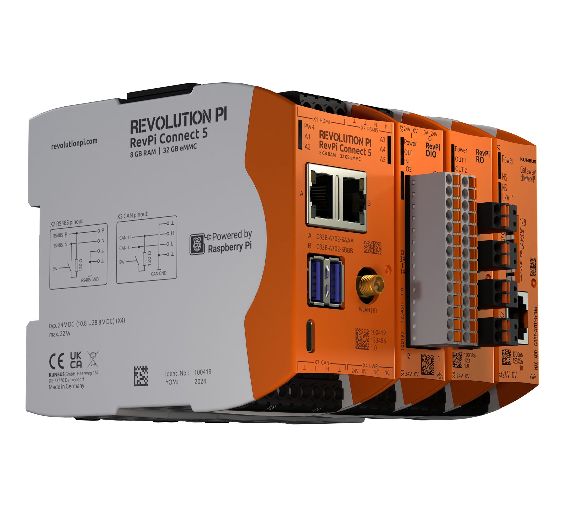 Revolution PI RevPi Connect 5, Industrial Computer, 22W, ARM Cortex 2.4 GHz, 32 GB, 4