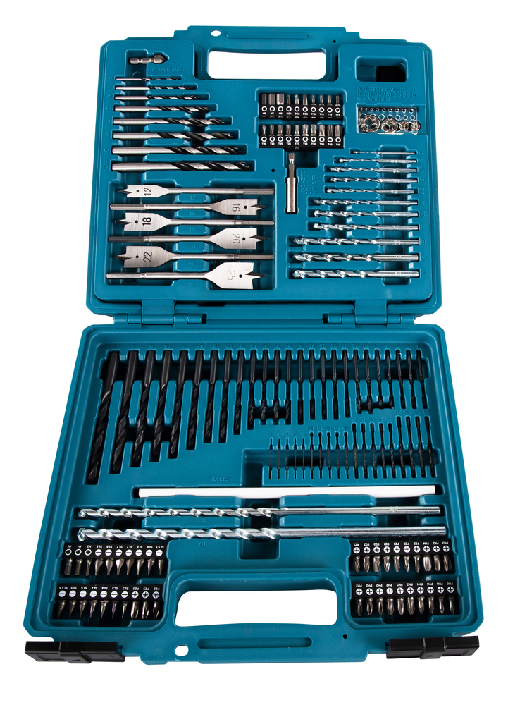 Makita 212-Piece Masonry Drill Bit, Metal Drill Bit, Wood Drill Bit Set for Metal, Wood, 54 Max, 1 Min, Metal Bits