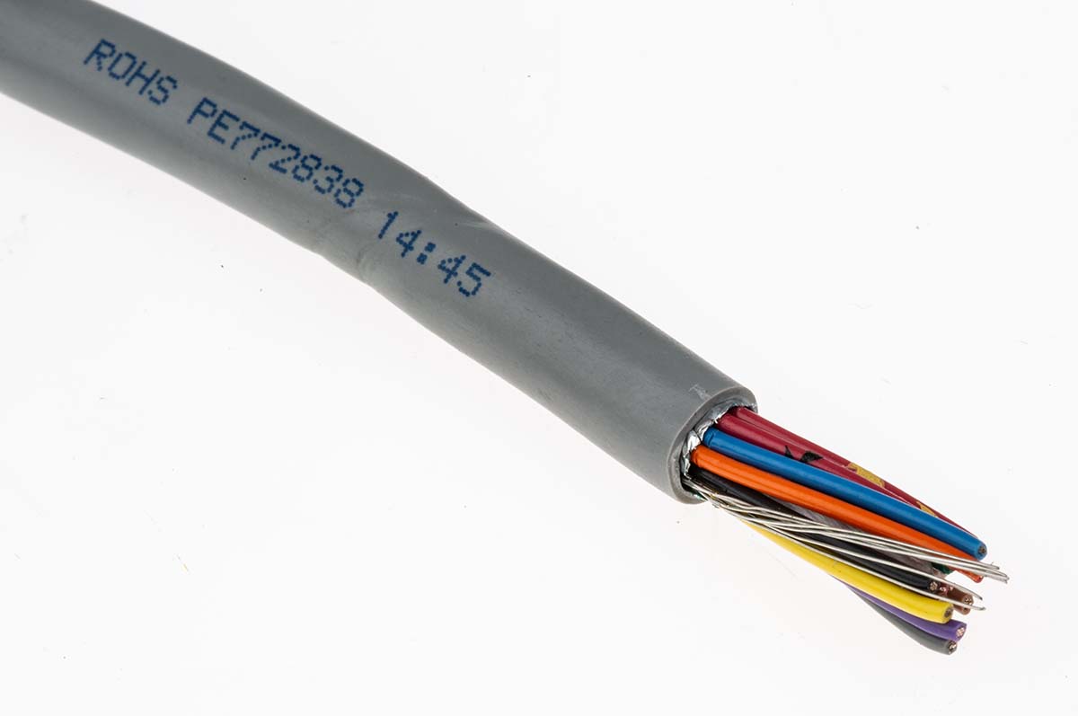 Alpha Wire Alpha Essentials Communication & Control Control Cable, 15 Cores, 0.23 mm² 24 AWG, Screened, 30 m, Grey