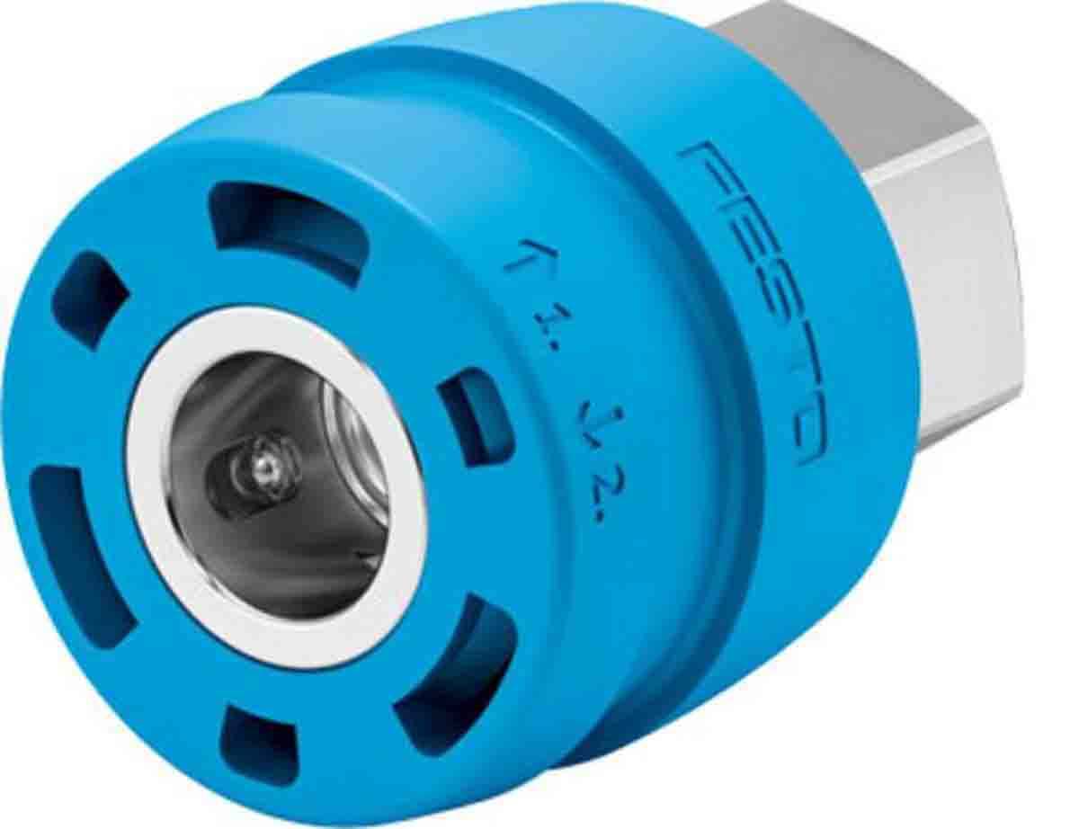 Festo Nickel Plated Brass Female Pneumatic Quick Connect Coupling, Threaded