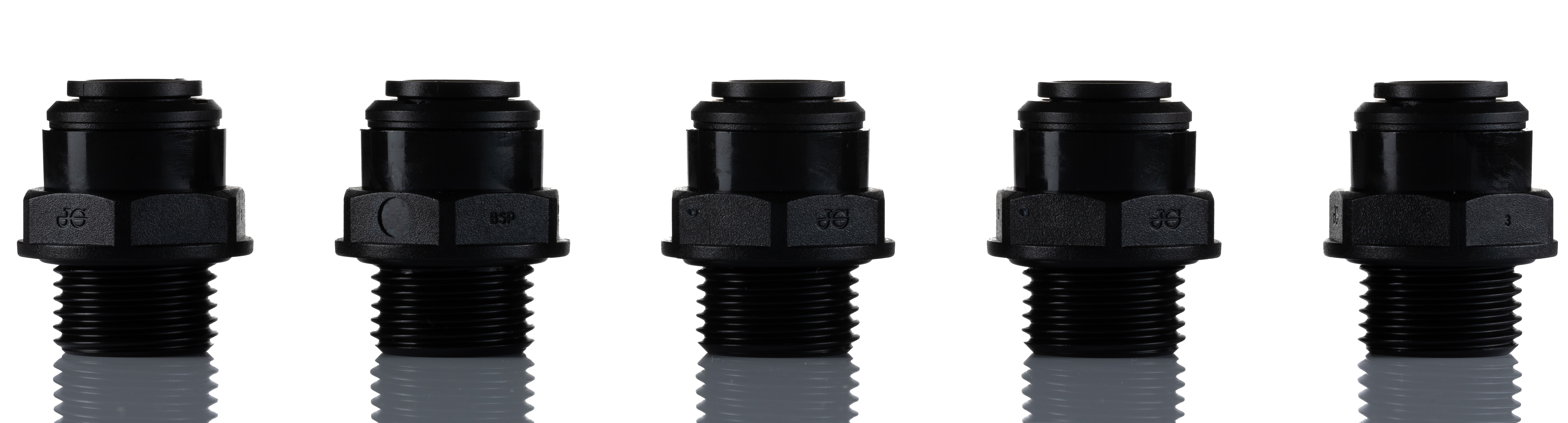 John Guest PM Series Straight Threaded Adaptor, Push In 12 mm to G 1/2 Male, Threaded-to-Tube Connection Style