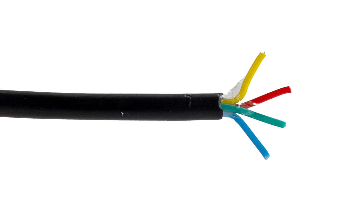 RS PRO Multi-Core Industrial Cable, 4 Cores, 0.22 mm², Unscreened, 100 m, Black Polyvinyl Chloride Sheath
