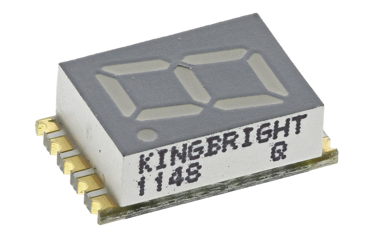 KCSC03-105 Kingbright 7-Segment LED Display, CC Red 27 mcd RH DP 7.6mm