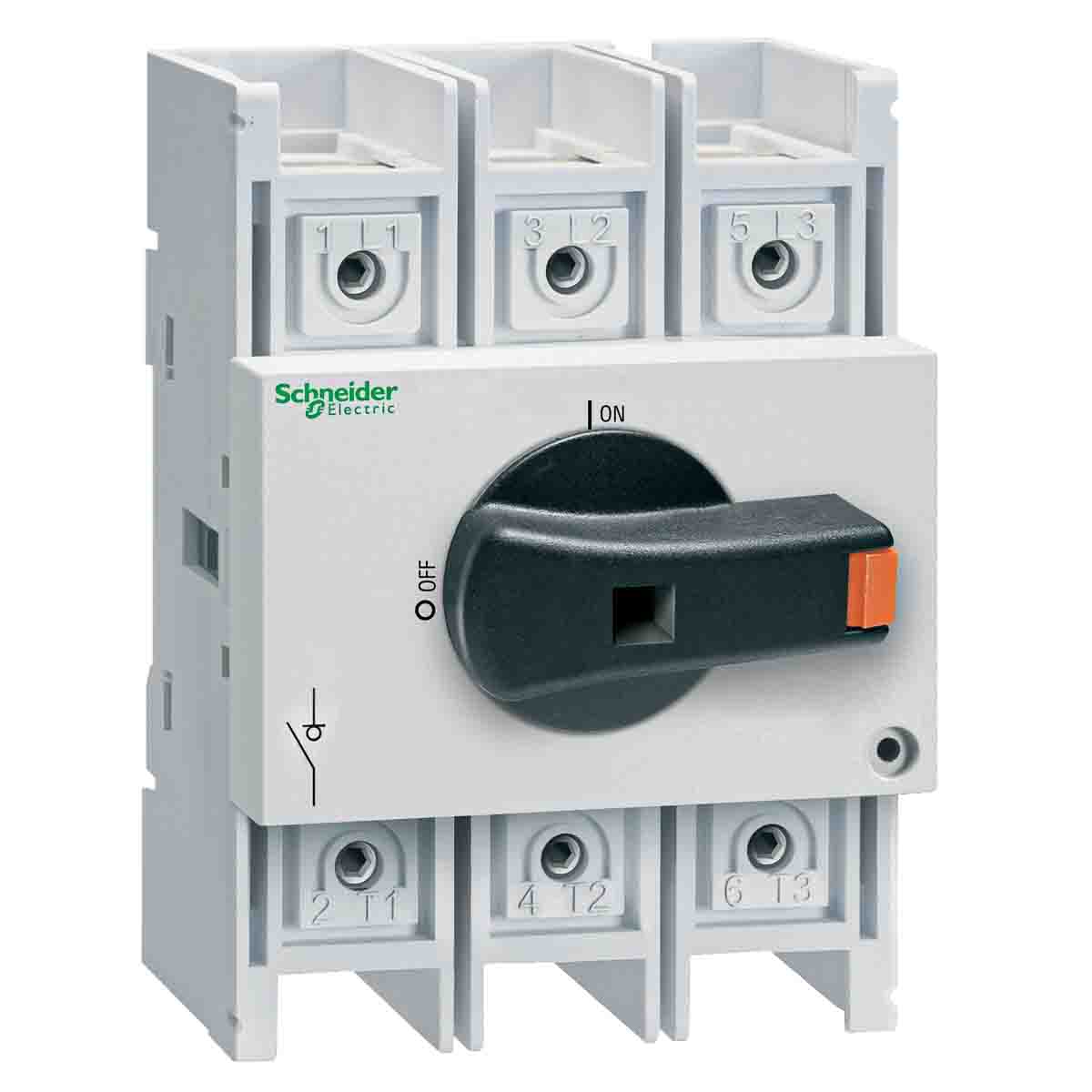 Schneider Electric 3P Pole DIN Rail Isolator Switch - 125A Maximum Current, 55kW Power Rating, IP20