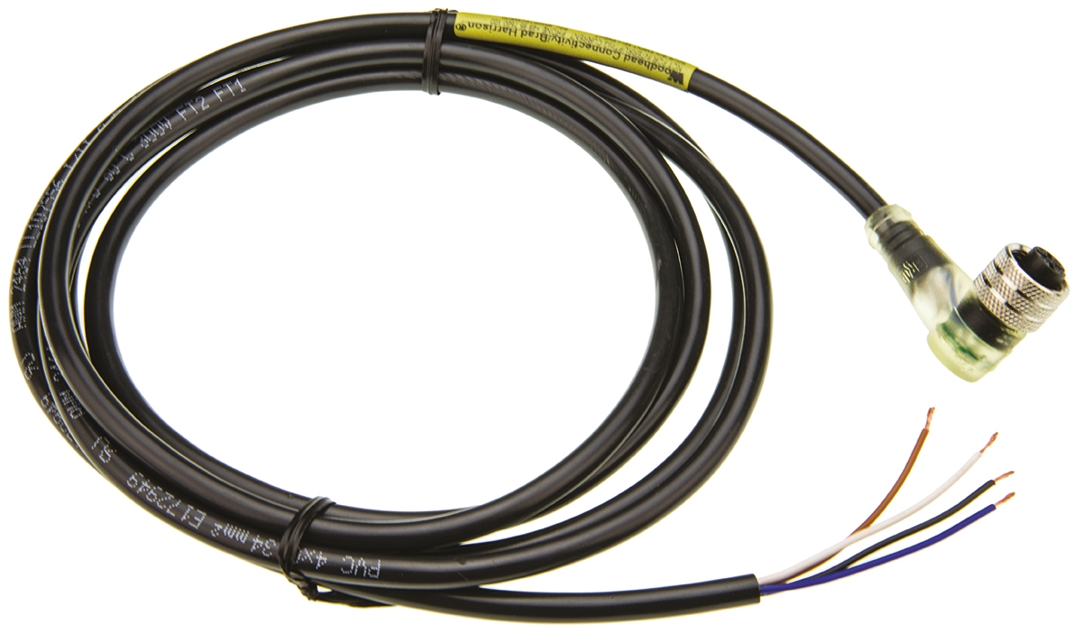 Brad from Molex Female 4 way M12 to 4 way Free End Sensor Actuator Cable, 2 m
