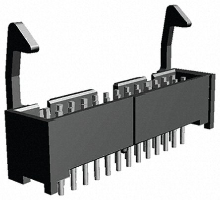 TE Connectivity AMP-LATCH Series Straight Through Hole PCB Header, 26 Contact(s), 2.54 mm Pitch, 2 Row, Shrouded