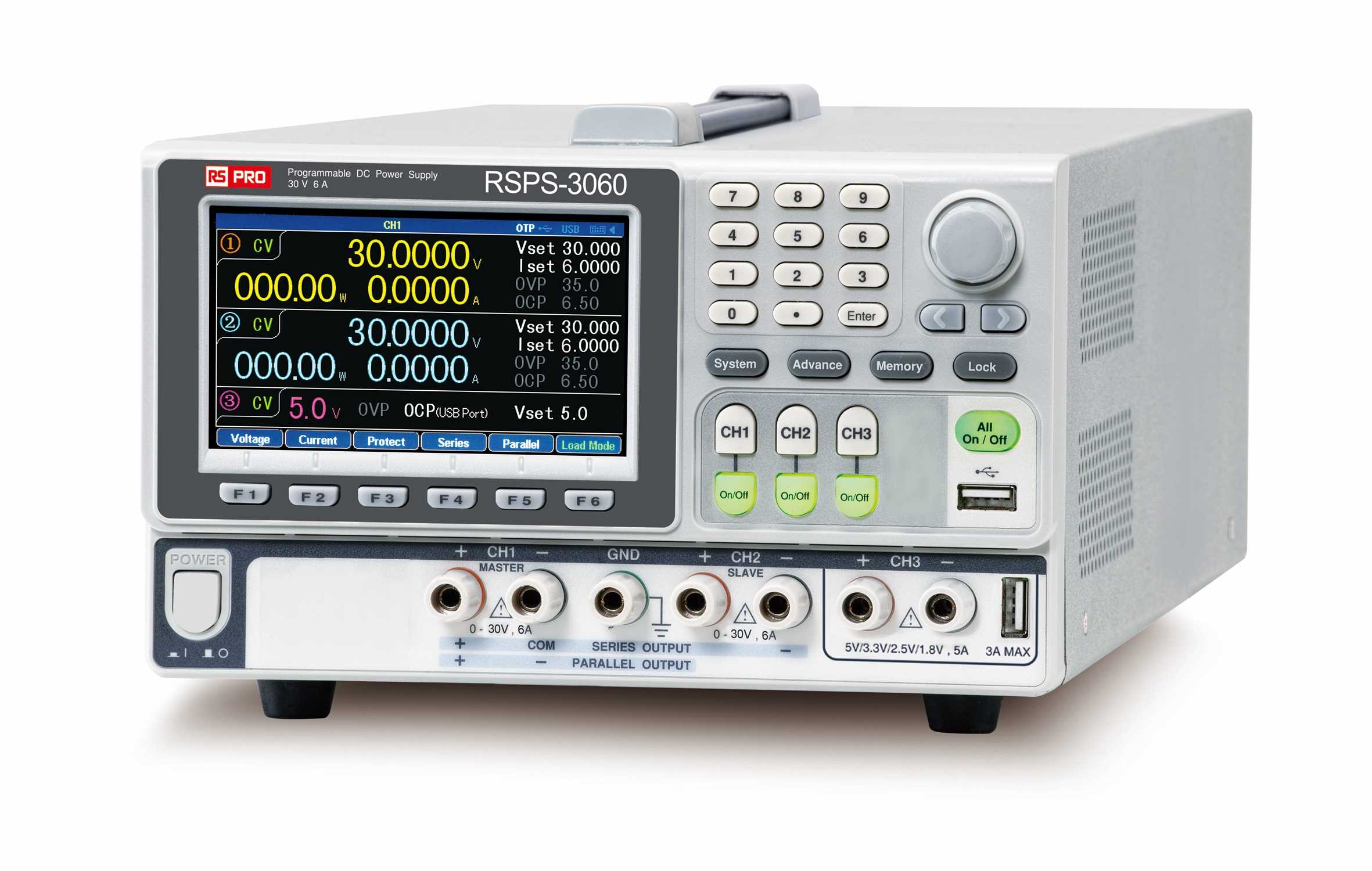 RS PRO Analogue Bench Power Supply, 0 → 30V, 6A, 3-Output, 385W - RS Calibrated