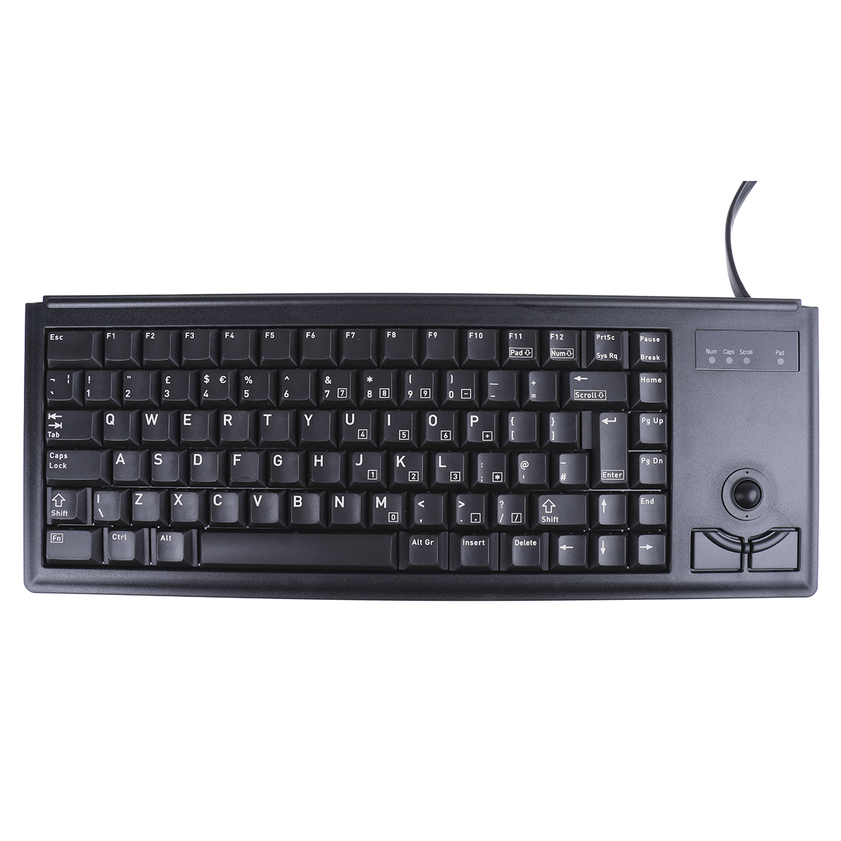 Cherry Wired PS/2 Compact Trackball Keyboard, QWERTY (UK), Black