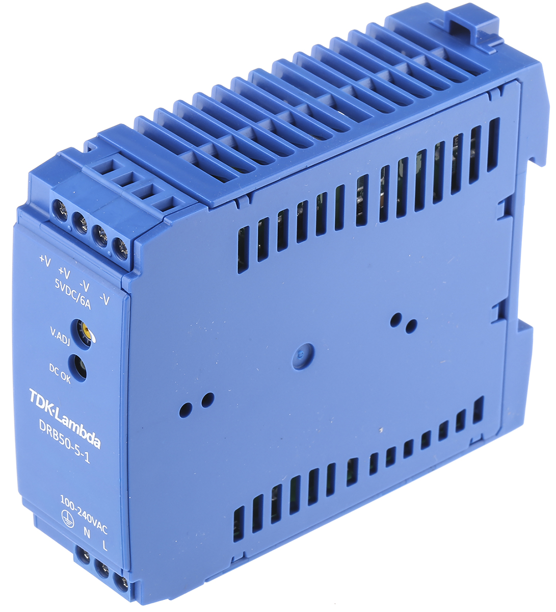 TDK-Lambda DRB Switched Mode DIN Rail Power Supply, 85 → 264V ac ac Input, 5V dc dc Output, 6A Output, 50W