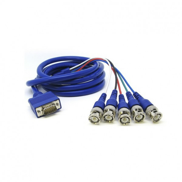 Van Damme Male VGA to Male BNC x 5 Cable, 5m Blue