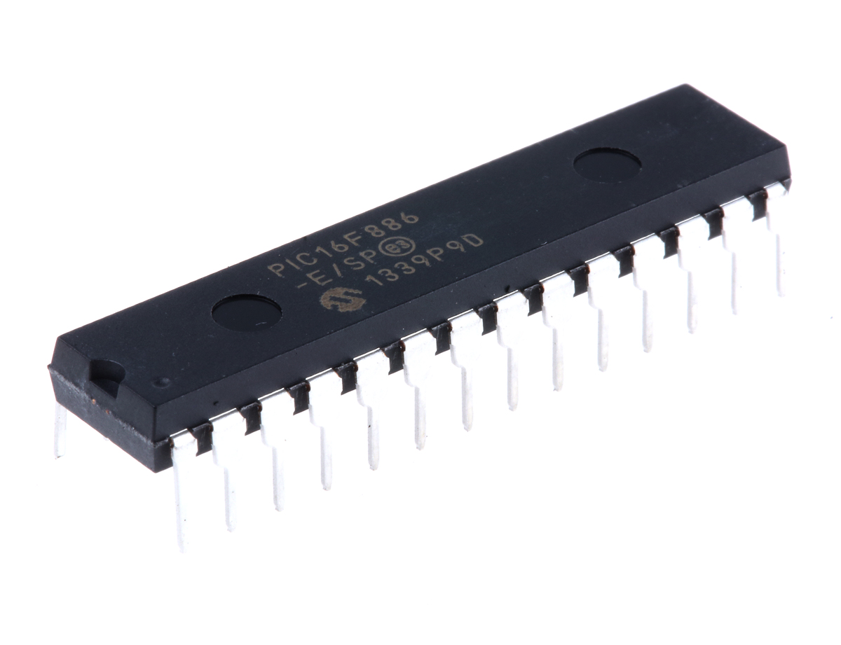Microchip PIC16F886-E/SP, 8 bit PIC, PIC16F886 Microcontroller, 40 MHz, 14kB FLASH, 28-Pin SPDIP