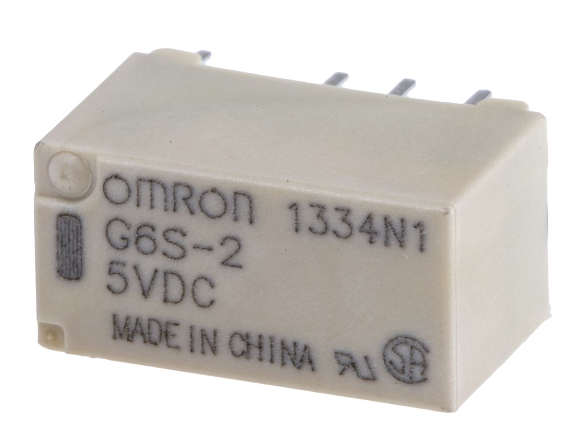 Omron PCB Mount Signal Relay, 5V dc Coil, 2A Switching Current, DPDT