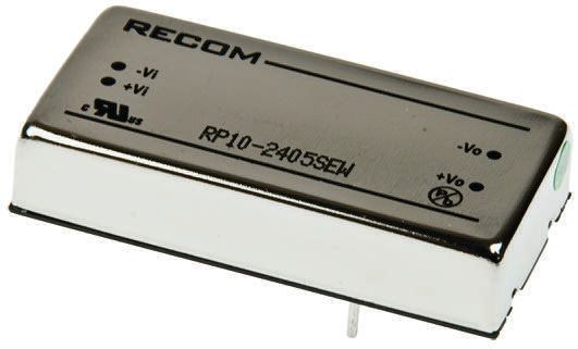 Recom RP10 EW DC-DC Converter, 5V dc/ 2A Output, 18 → 75 V dc Input, 10W, Through Hole, +85°C Max Temp -20°C Min