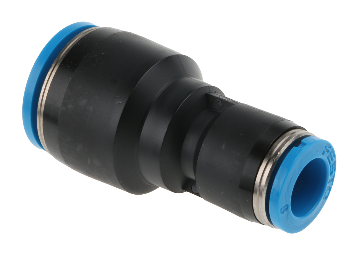 Festo QS Series Reducer Nipple, Push In 12 mm to Push In 8 mm, Tube-to-Tube Connection Style, 130608