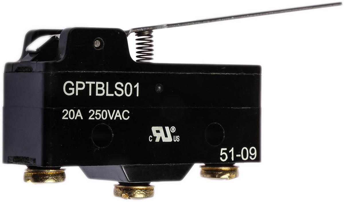 ZF Long Hinge Lever Micro Switch, Screw Terminal, 20 A @ 250 V ac, SPDT