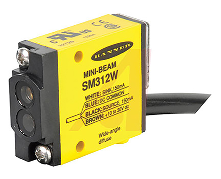 Banner Diffuse Photoelectric Sensor, Block Sensor, 130 mm Detection Range