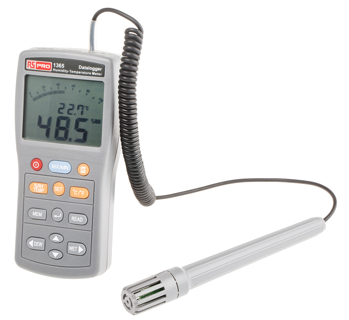 RS PRO 1365 Temperature & Humidity Data Logger, RS232, USB, 2 Input Channel(s)