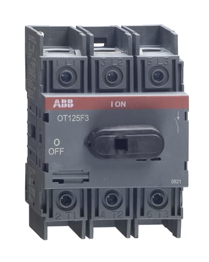 ABB 3P Pole DIN Rail Isolator Switch - 125A Maximum Current, 45kW Power Rating, IP20