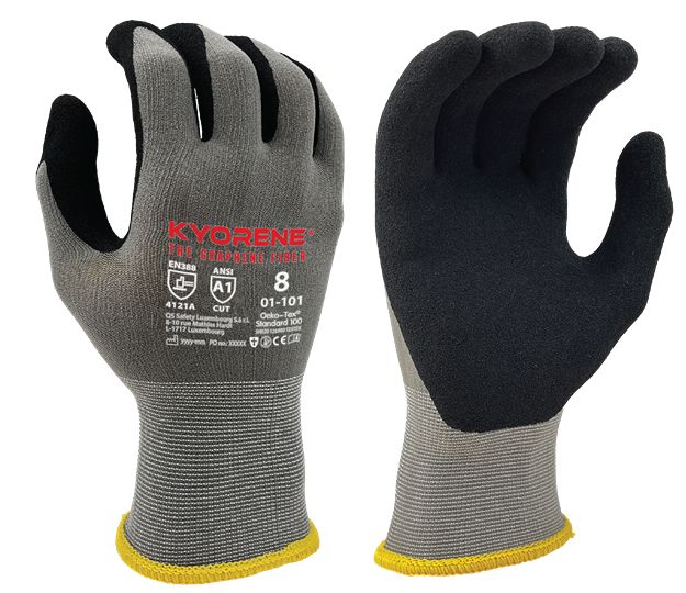 KYORENE 01-101 Grey Graphene Work Gloves, Size 10, Nitrile Micro-Foam Coating