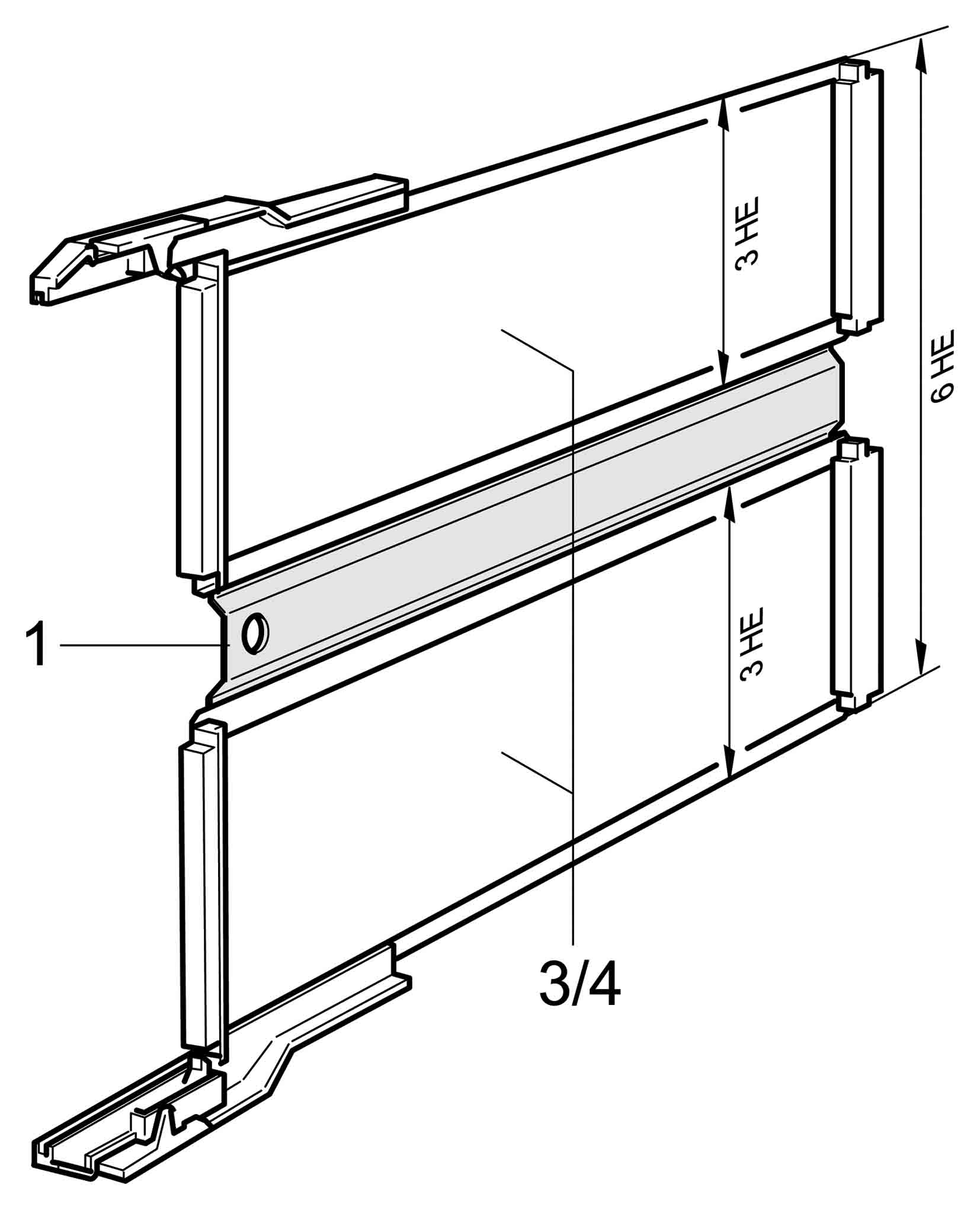 20800-168, Double Sided DIN 41612 Extender Board Intermediate Adapter, Intermediate Adapter FR4 350 x 220 x 1.6mm