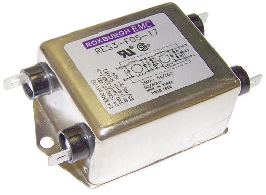 Roxburgh EMC, RES3 5A 250 V ac/dc, Chassis Mount RFI Filter, Tab, Single Phase