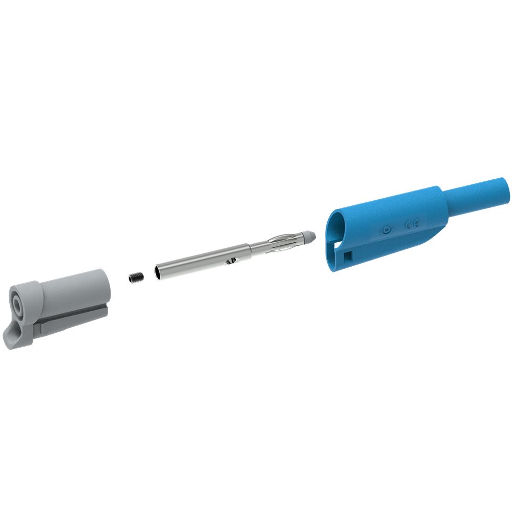 Electro PJP Blue Male Banana Plug, 4 mm Connector, Screw Termination, 20A, 1kV, Nickel Plating