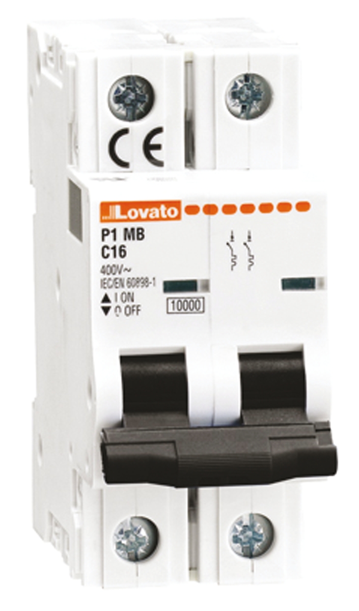 Lovato ModuLo P1MB MCB, 2P, 4A Curve D, 230V AC, 80V DC, 10 kA Breaking Capacity