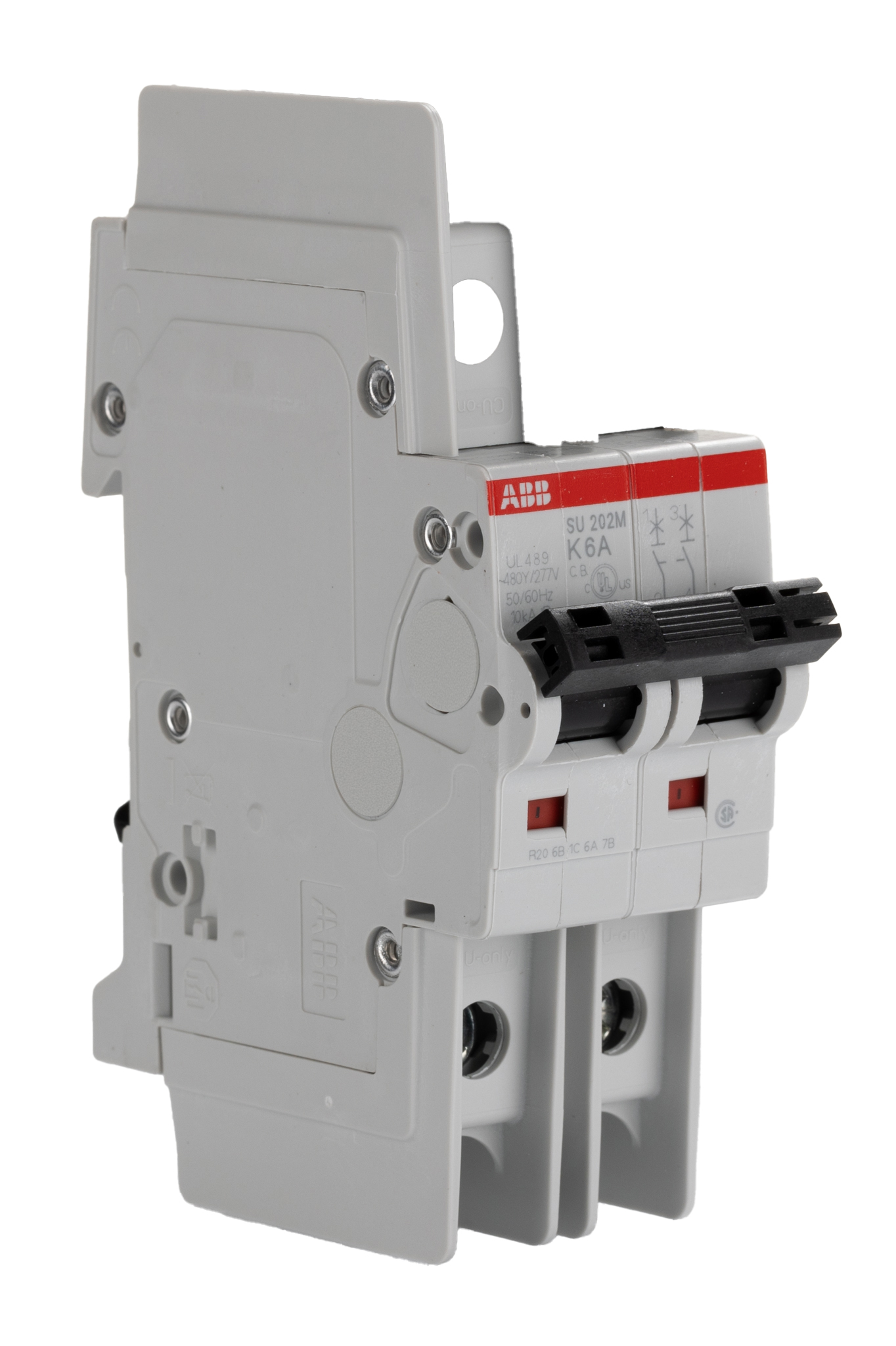 ABB System Pro M Compact SU200M MCB, 2P, 6A Curve K, 440V AC, 440V DC, 15 kA Breaking Capacity