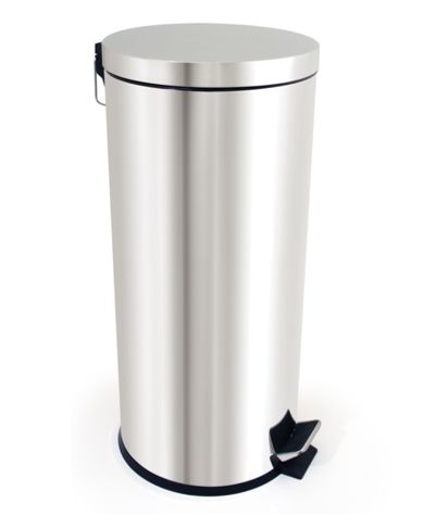 RS PRO 30L Silver Pedal Stainless Steel Waste Bin