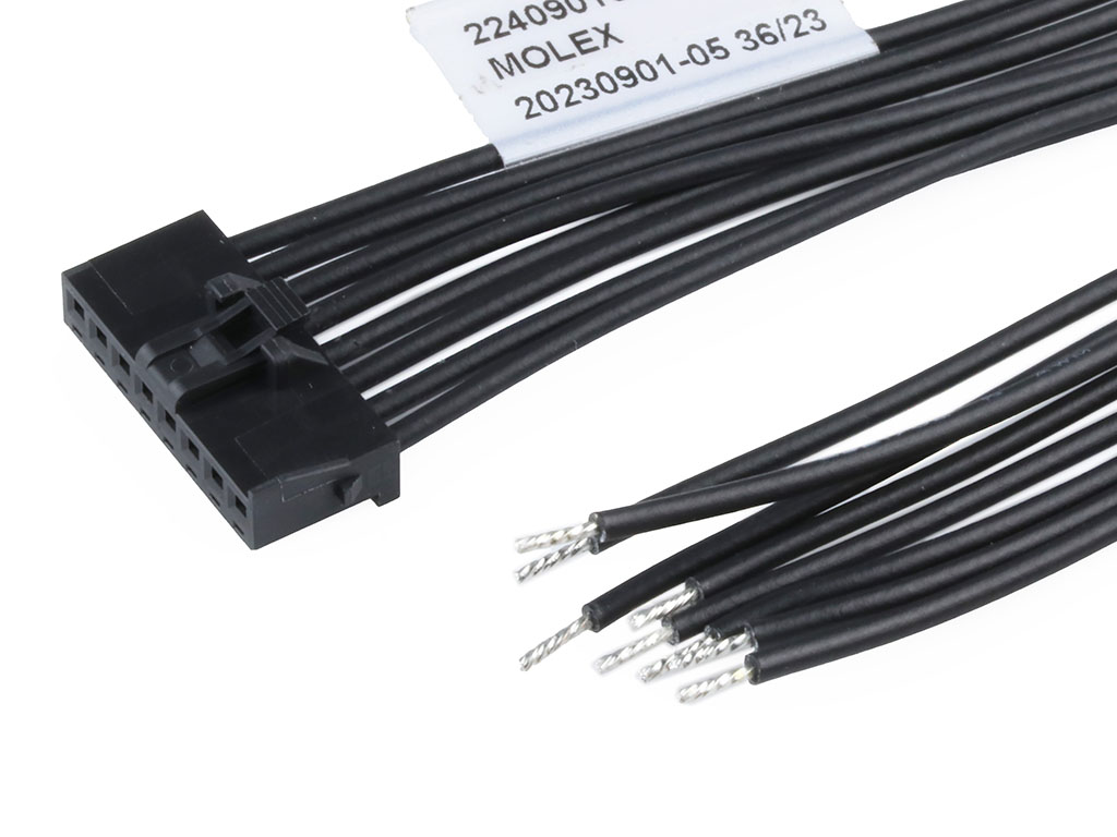 Molex 8 Way Female Crimped Terminal to 8 Way Male Pigtail Wire to Board Cable Assembly, 600mm