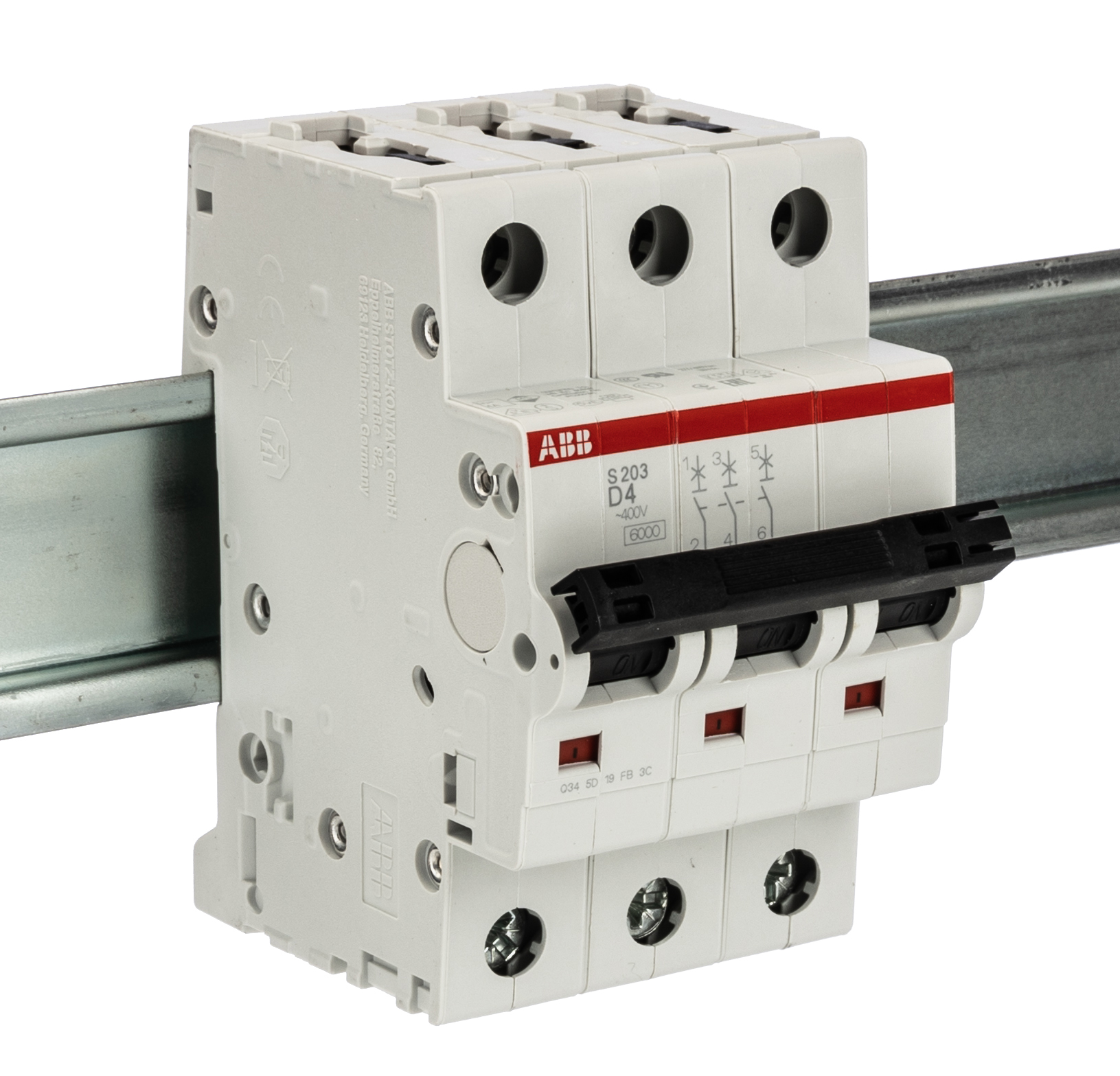 ABB System Pro M Compact S200 MCB, 3P, 4A Curve D, 440V AC, 6 kA Breaking Capacity