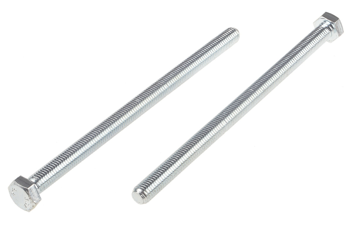 RS PRO Bright Zinc Plated Steel, Hex Bolt, M12 x 200mm