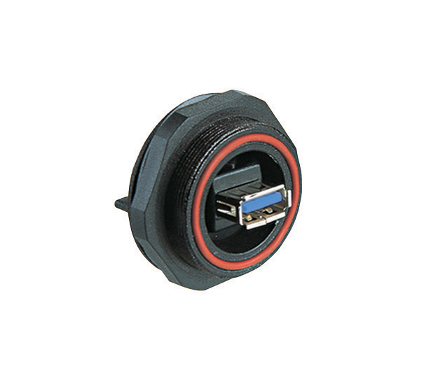 Bulgin Straight, Panel Mount, Socket- Single Port Type Type A 3 IP68 USB Connector
