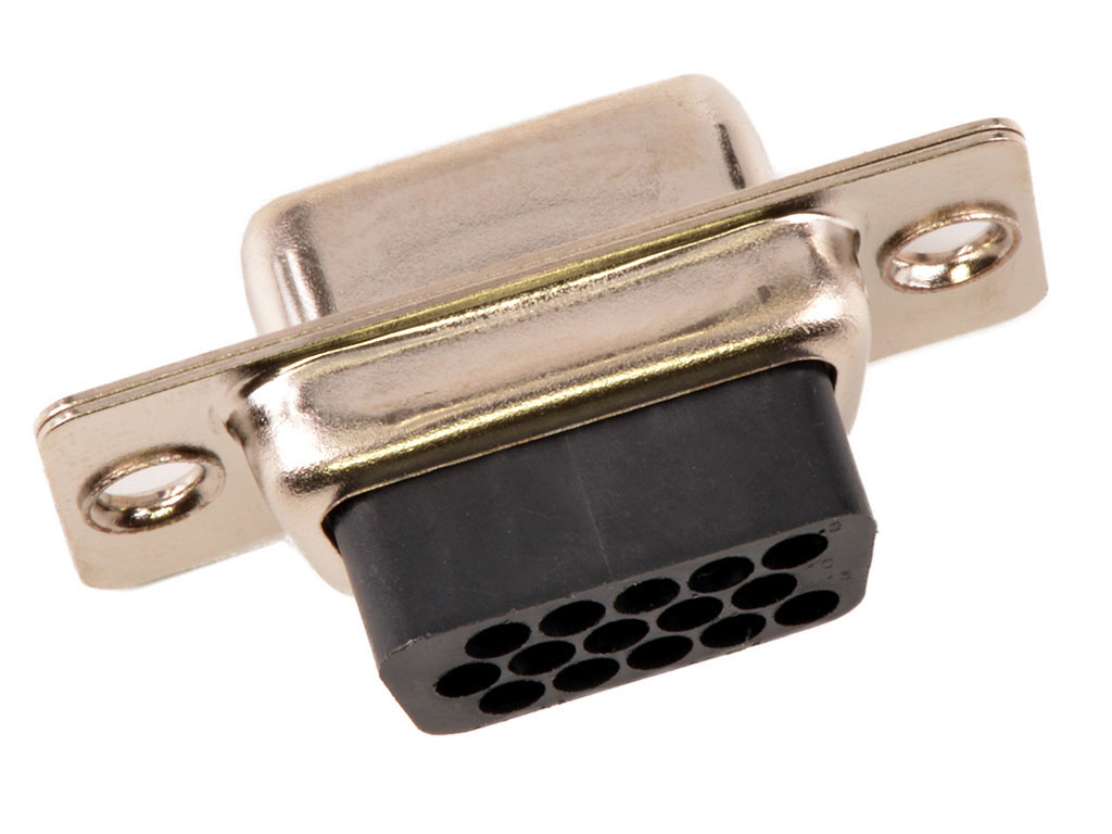 FCT from Molex 173113 15 Way Panel Mount D-sub Connector Socket, 1.98mm Pitch, with 4-40 Screw Locks