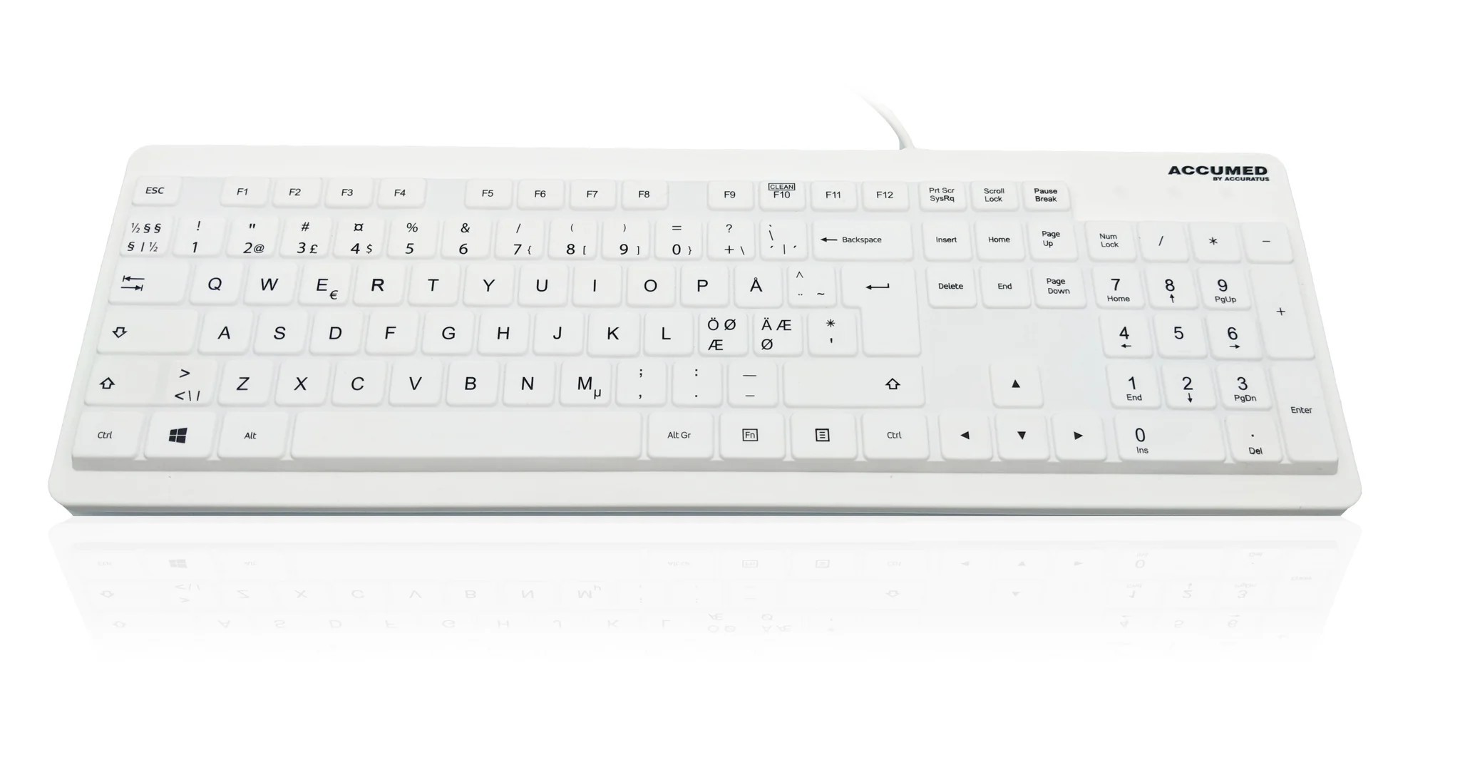 Ceratech KYB-MED-VAL-UWND Wired USB Medical Keyboard, QWERTY, White