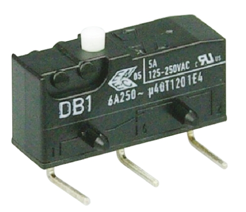 ZF Button Micro Switch, Through Hole Terminal, 6 A @ 250 V ac, SPDT