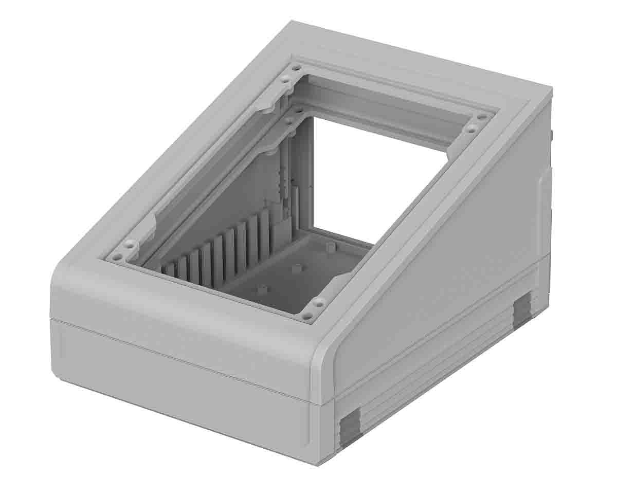 Bopla Ultrapult Series Light Grey ABS Desktop Enclosure, Sloped Front, 157.5 x 198.9 x 120.4mm