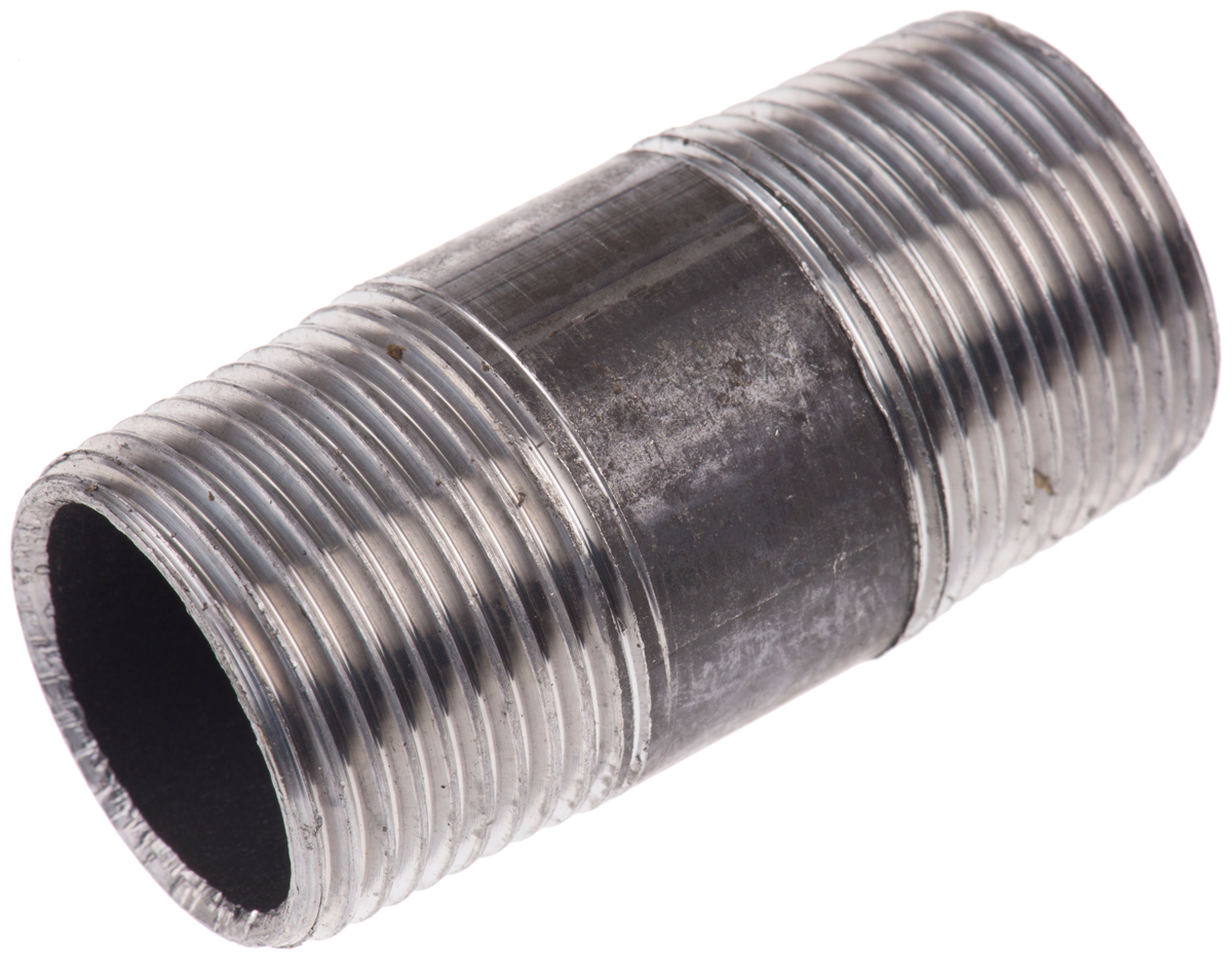 RS PRO Black Malleable Iron Fitting Barrel Nipple, Male BSPT 3/4in to Male BSPT 3/4in