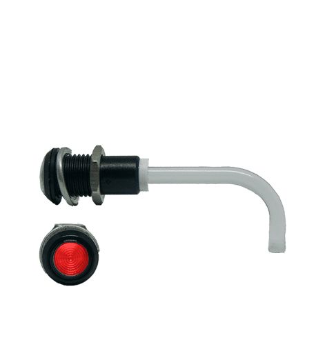 RHD-0900-1500-F9PZR67PR Bivar, Panel Mount Right Angle LED Light Pipe, Red Round Lens