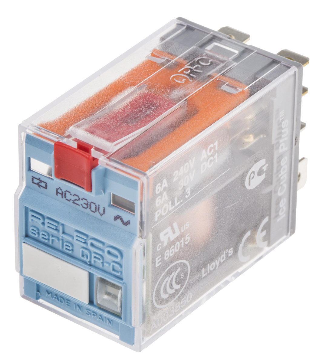 Releco PCB Mount Power Relay, 230V ac Coil, 6A Switching Current, DPDT